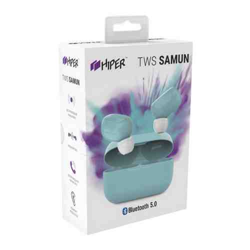Наушники HIPER TWS Samun Bluetooth 5.0 гарнитура Li-Pol 2x40mAh+300mAh беспроводные синие арт. 3448583