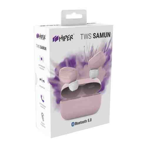 Наушники HIPER TWS Samun Soft Bluetooth 5.0 гарнитура Li-Pol 2x40mAh+300mAh беспроводные розовые арт. 3448587