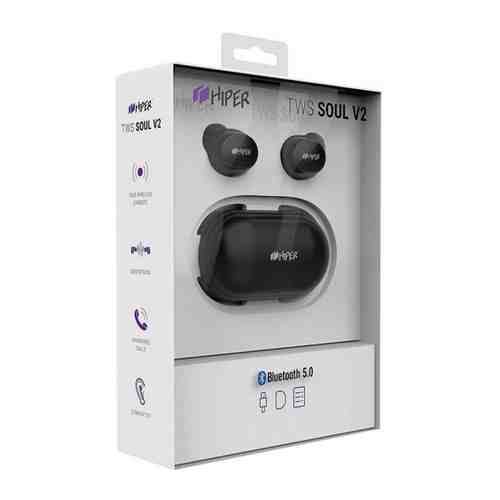 Наушники HIPER TWS Soul V2 Bluetooth 5.0 гарнитура Li-Pol 2x43mAh+380mAh беспроводные черные арт. 3448591