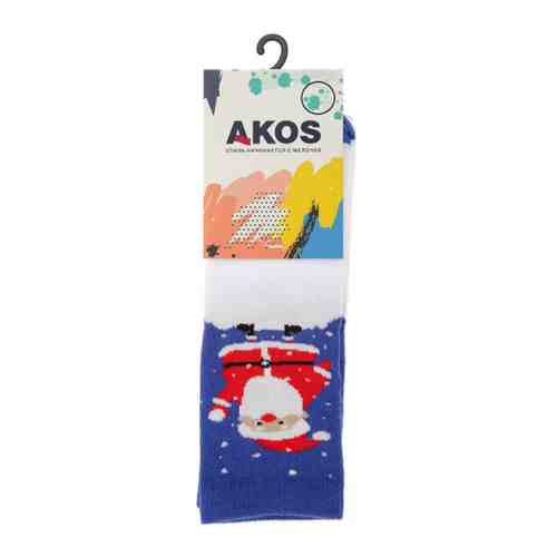 Носки детские Akos Дед мороз васильковые размер 20-22 арт. 3419847