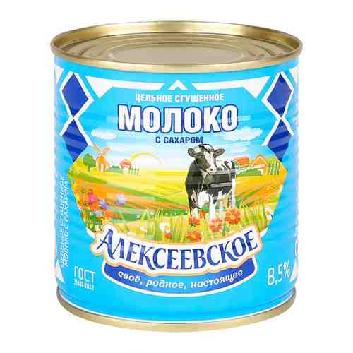 Молоко Алексеевское сгущенное цельное с сахаром 8.5% 380 г арт. 3356908