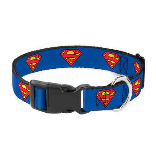 Ошейник Buckle-Down Супермен с пластиковой застежкой синий 23-38 см арт. 3418035