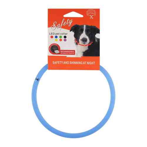 Ошейник Lessi светящийся с USB-зарядкой голубой для собак 50 см х 1 см арт. 3473694
