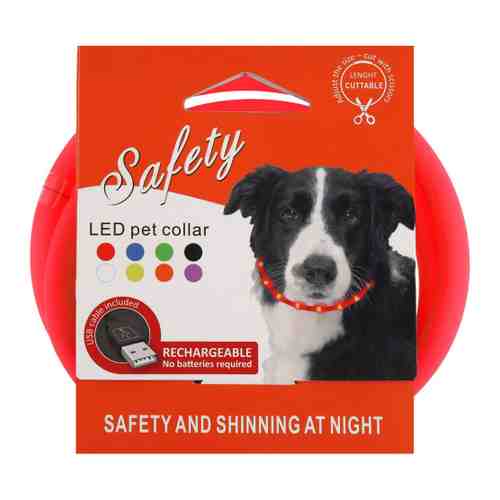 Ошейник Lessi светящийся с USB-зарядкой красный для собак 70 см х 1 см арт. 3473847