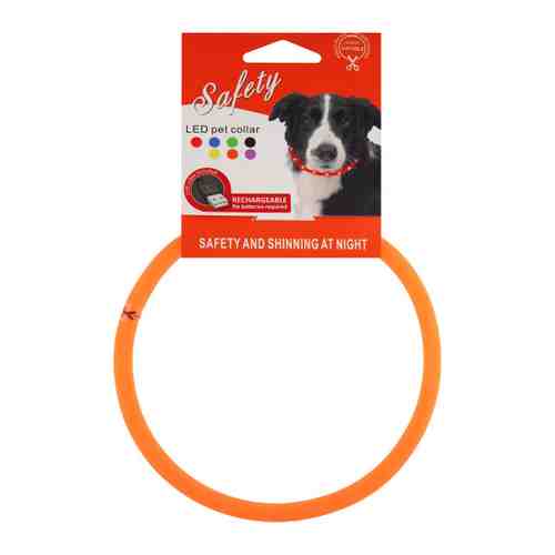 Ошейник Lessi светящийся с USB-зарядкой оранжевый для собак 50 см х 1 см арт. 3473635