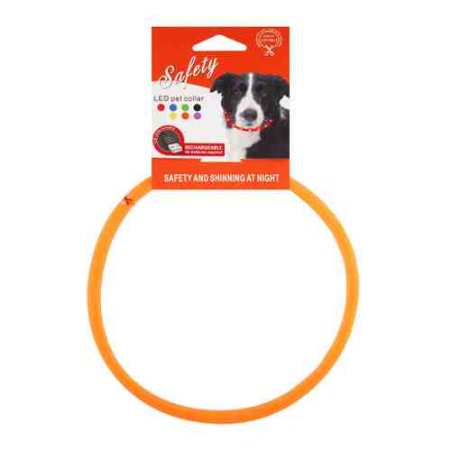 Ошейник Lessi светящийся с USB-зарядкой оранжевый для собак 60 см х 1 см арт. 3473875