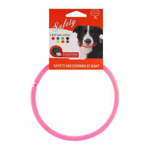 Ошейник Lessi светящийся с USB-зарядкой розовый для собак 50 см х 1 см арт. 3473569