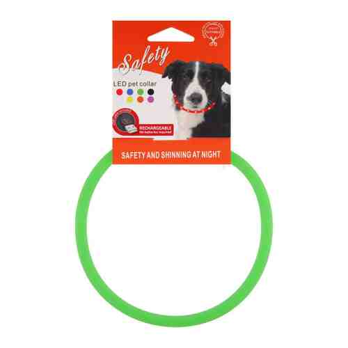 Ошейник Lessi светящийся с USB-зарядкой зеленый для собак 50 см х 1 см арт. 3473815