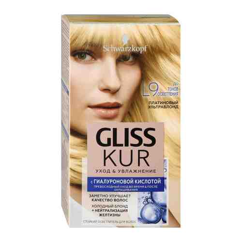 Осветлитель для волос Gliss Kur стойкий Уход & Увлажнение L9 Платиновый ультраблонд 142.5 мл арт. 3417038