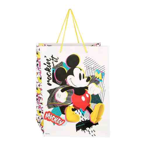 Пакет подарочный бумажный Disney Микки на прогулке 26х32.4х12.7 см арт. 3388789