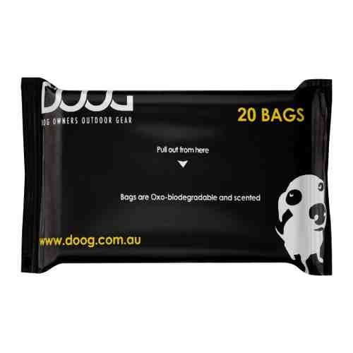 Пакеты Doog для уборки за собакой биоразлагаемые чёрные 36х14 см 20 штук арт. 3443907