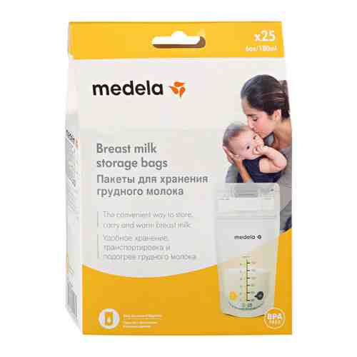 Пакеты Medela для хранения грудного молока одноразовые 25 штук арт. 3413602