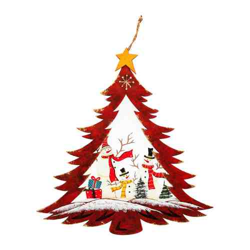 Панно Holiday Classics Елочка с рождественским рисунком красное 32.5х34.5 см арт. 3493721