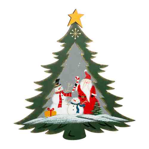 Панно Holiday Classics Елочка с рождественским рисунком зеленое 32.5х34.5 см арт. 3493708