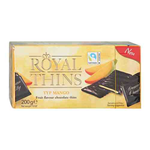 Шоколад Halloren Royal Thins со вкусом манго 200 г арт. 3405785