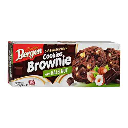Печенье Bergen Брауни шоколадное с кусочками шоколада и лесным орехом 126 г арт. 3405783