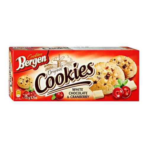 Печенье Bergen Original Cookies с кусочками белого шоколада и клюквой 135 г арт. 3330599