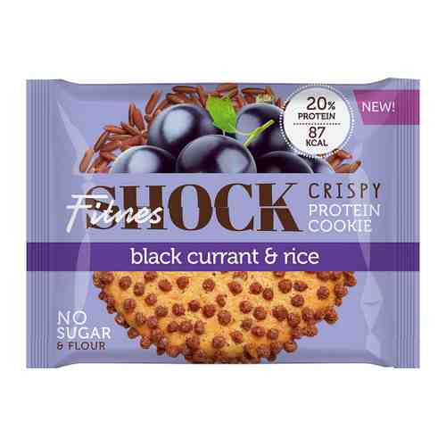 Печенье FitnesShock Crispy протеиновое неглазированное Черная смородина-рис 30 г арт. 3519579