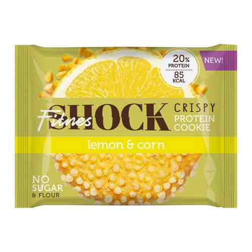 Печенье FitnesShock Crispy протеиновое неглазированное Лимон-кукуруза 30 г арт. 3519575