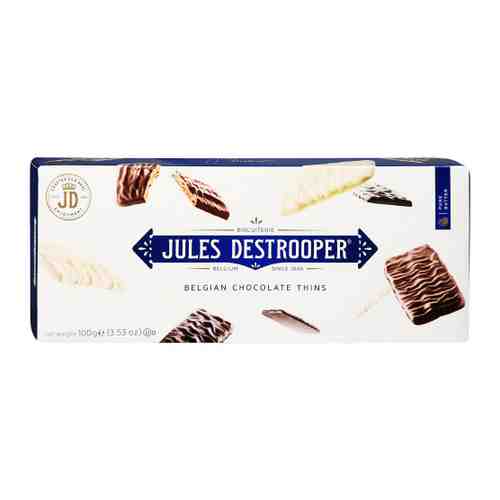 Печенье Jules Destrooper Belgian Chocolate Thins хрустящее покрытое шоколадом 100 г арт. 3494973