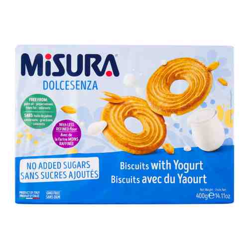 Печенье Misura Dolcesenza без добавления сахара с йогуртом 400 г арт. 3370544