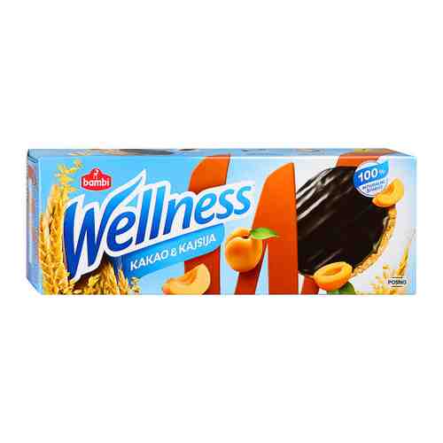 Печенье Wellness цельнозерновое глазированное абрикосовое с витаминами 150 г арт. 3422998
