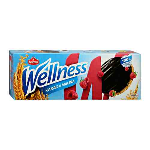 Печенье Wellness цельнозерновое глазированное малиновое с витаминами 150 г арт. 3422997