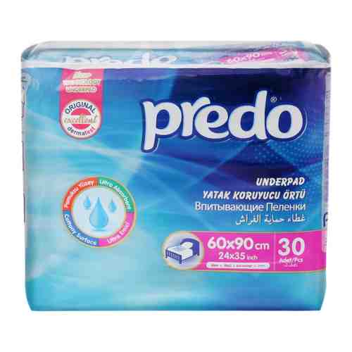 Пеленки Predo одноразовые впитывающие 60х90 см 30 штук арт. 3519519