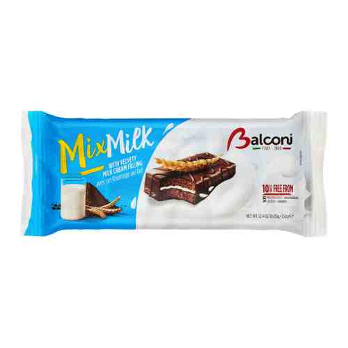 Пирожное Balconi шоколадное бисквитное с молочной начинкой покрытое какао глазурью 10 штук по 35 г арт. 3503089