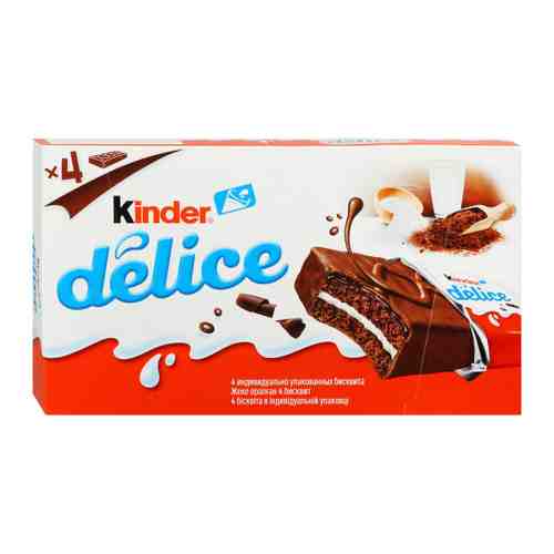 Пирожное Kinder Delice бисквитное покрытое какао-глазурью с молочной начинкой 156 г арт. 3415973