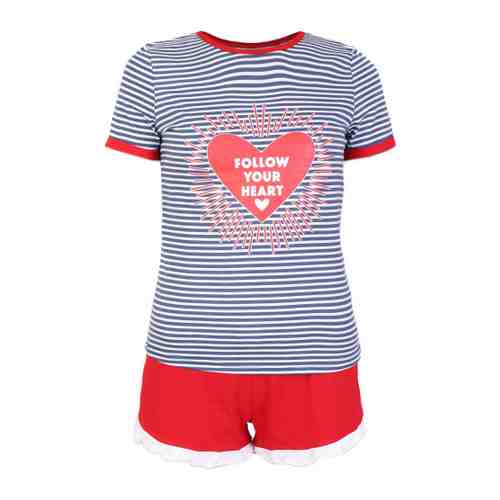 Пижама женская КотМарКот LOVE (футболка и шорты) полоска с принтом размер 46 арт. 3430885