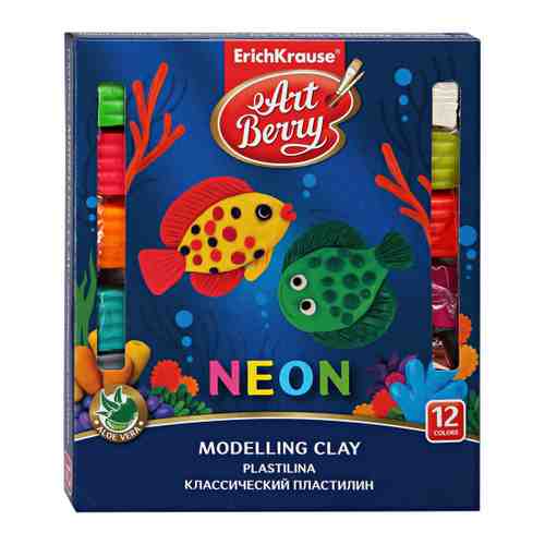 Пластилин ArtBerry классический с Алоэ Вера Neon со стеком 12 цветов арт. 3417158