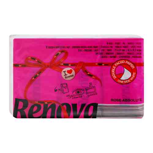 Платочки бумажные Renova Red Label Fucsia с ароматом розы 3-слойные 6 штук арт. 3506248