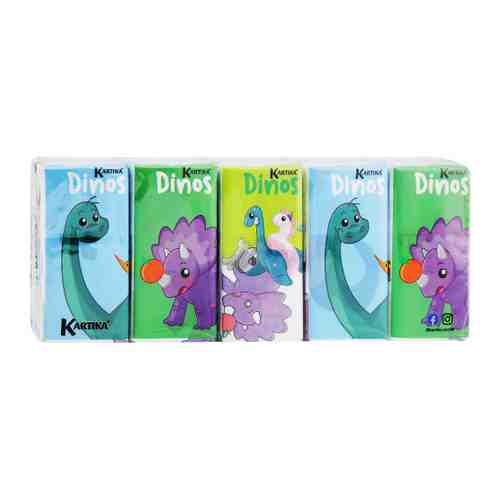 Платочки бумажные World Cart Динозавры 4-слойные 10 штук арт. 3511593