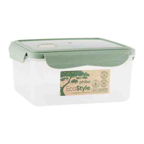 Контейнер пищевой Phibo Eco Style для холодильника и микроволновой печи с клапаном зеленый флэк 1.6 л арт. 3446200