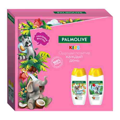 Подарочный набор Palmolive Детский Гель для душа и волос Миндаль Гель для душа Кокос по 250 мл цвет розовый арт. 3502455