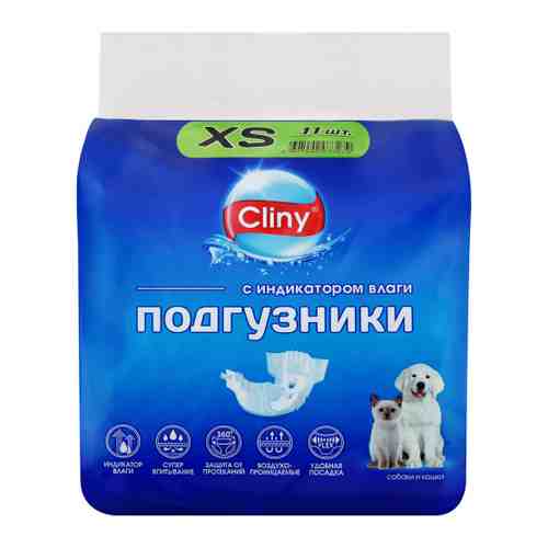 Подгузгники Cliny для собак и кошек 11 штук XS 2-4 кг арт. 3452594