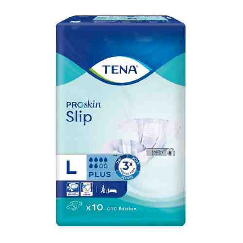 Подгузники для взрослых Tena Slip Plus размер L (96-144 см) 10 штук арт. 3469917