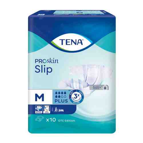 Подгузники для взрослых Tena Slip Plus размер M (80-122 см) 10 штук арт. 3469923
