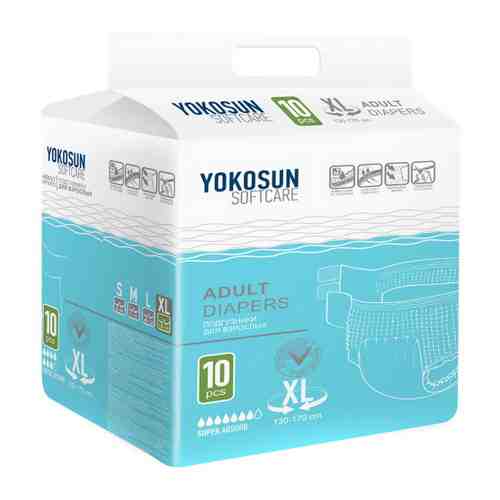 Подгузники для взрослых YokoSun на липучках XL 10 штук арт. 3456287