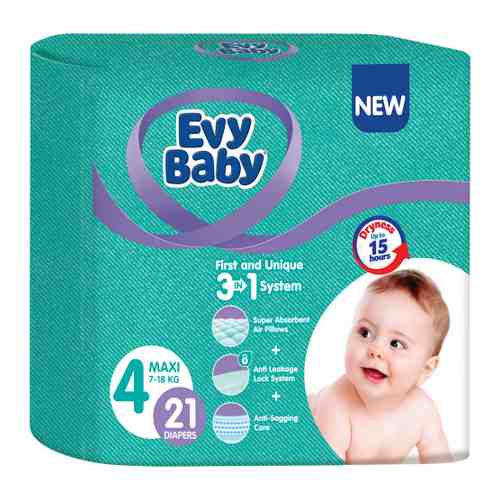 Подгузники Evy Baby Maxi Standart 4L (7-18 кг, 21 штука) арт. 3517458