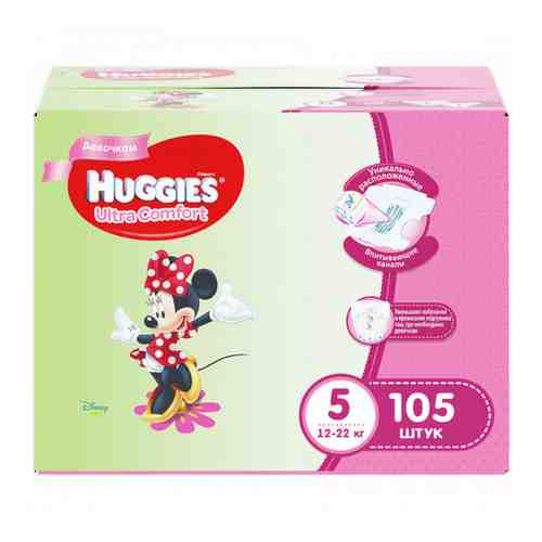 Подгузники Huggies Ultra Comfort Disney для девочек 5 (12-22 кг, 105 штук) арт. 3375096