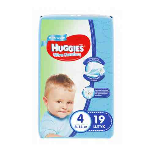 Подгузники Huggies Ультра Комфорт для мальчиков 4 (8-14 кг, 19 штук) арт. 3338638