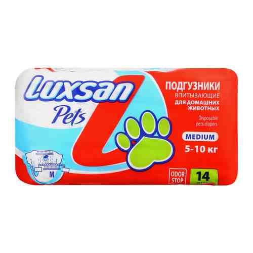 Подгузники Luxsan Pets впитывающие для домашних животных 14 штук M 5-10 кг арт. 3185741