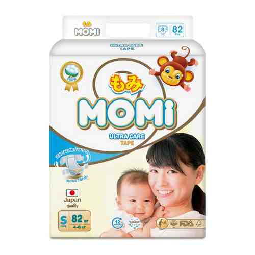 Подгузники Momi Ultra Care S (4-8 кг, 82 штуки) арт. 3454163
