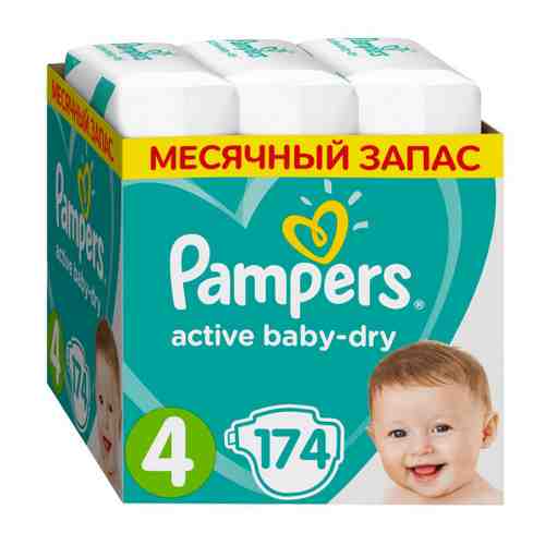 Подгузники Pampers Active Baby-Dry 4 (9-14кг, 174 штуки) арт. 3319728