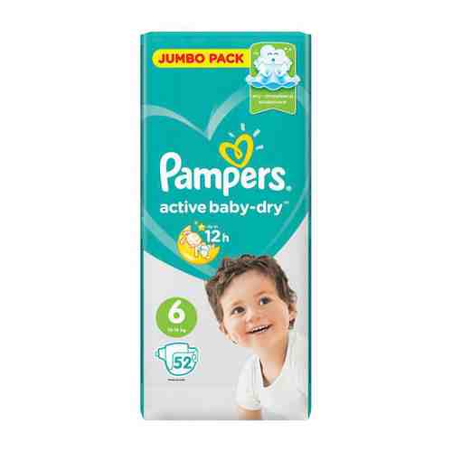Подгузники Pampers Active Baby-Dry Extra Large 6 (13-18 кг, 52 штуки) арт. 3351843