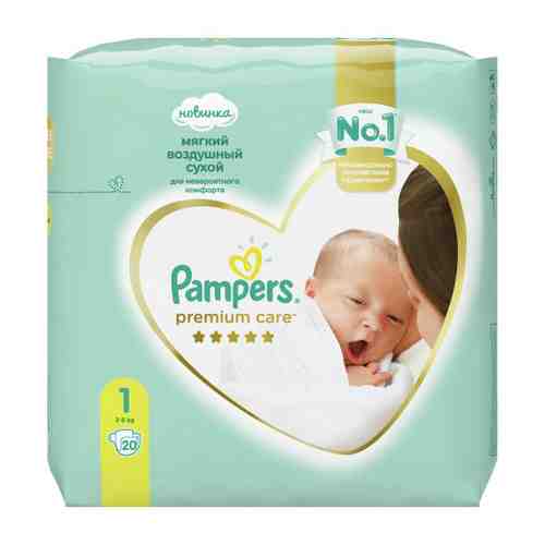 Подгузники Pampers Premium Care Newborn 1 (2-5 кг, 20 штук) арт. 3351247