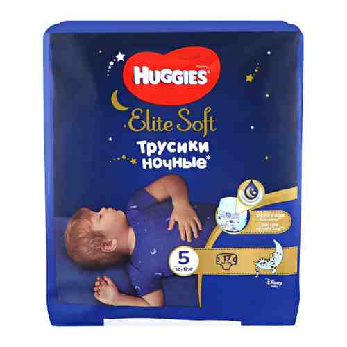 Подгузники-трусики Huggies Elite Soft ночные 5 (12-17 кг, 17 штук) арт. 3403892