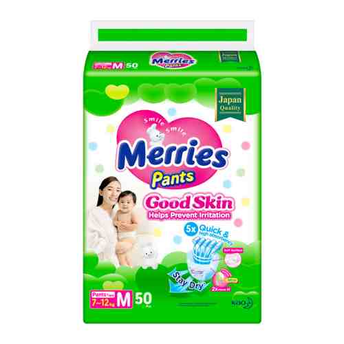 Подгузники-трусики Merries Good Skin M (7-12 кг,50 штук) арт. 3461027